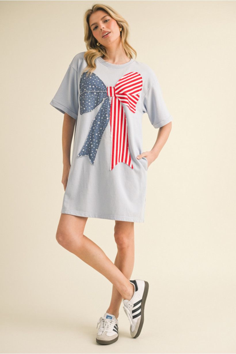 Sky Blue American Bow Dress, Size: Small