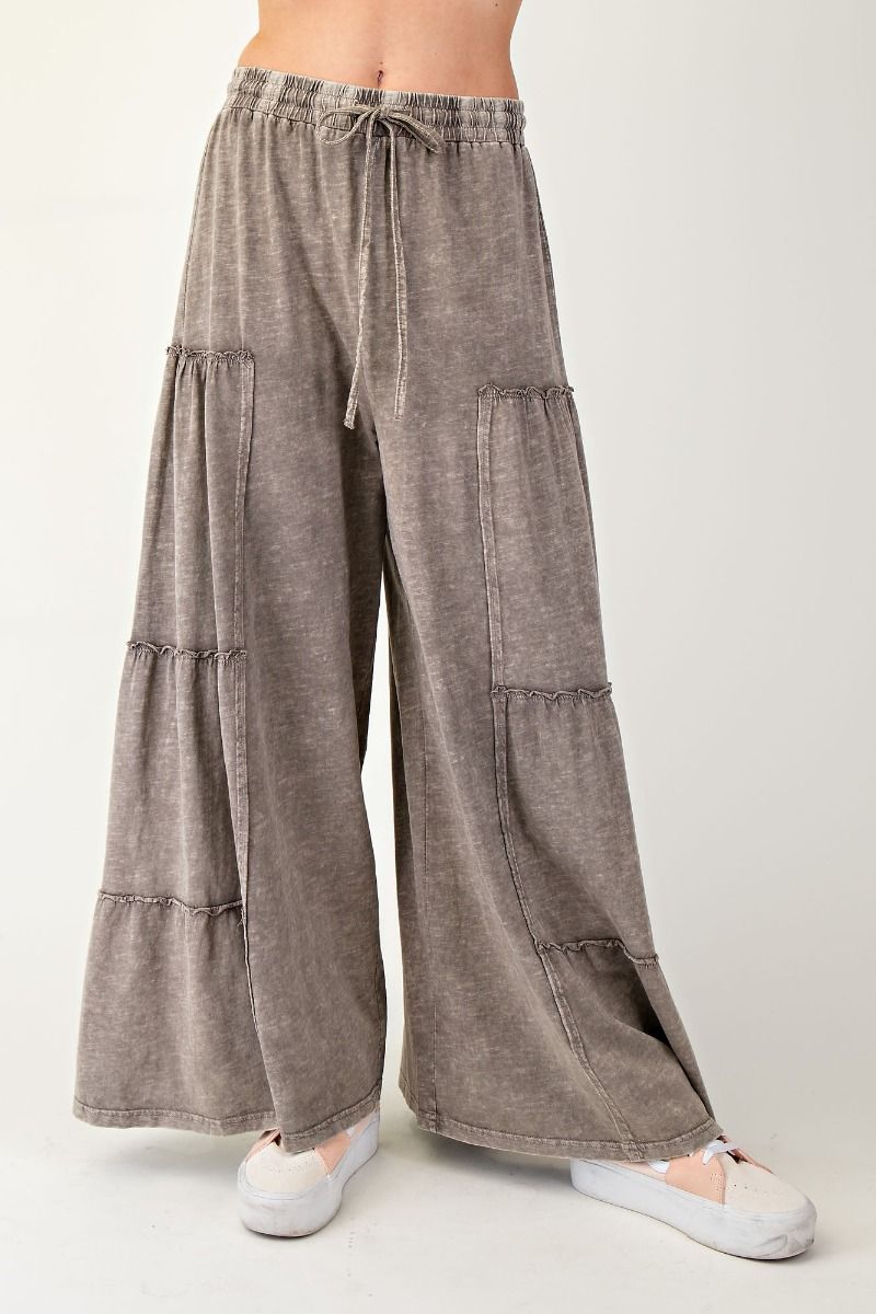 Mineral Washed Tiered Pants