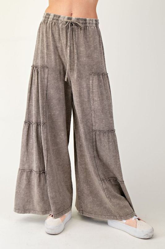 Mineral Washed Tiered Pants
