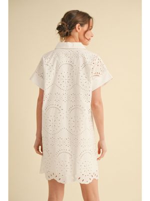 off white lace dress, open collared neck