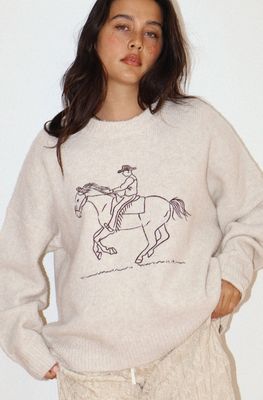 Embroidered cowboy knit sweater