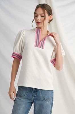 Short puff sleeves casual top