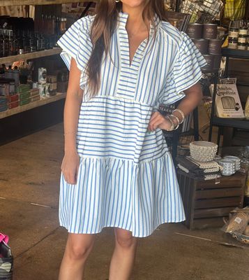 Pintuck ruffle midi dress