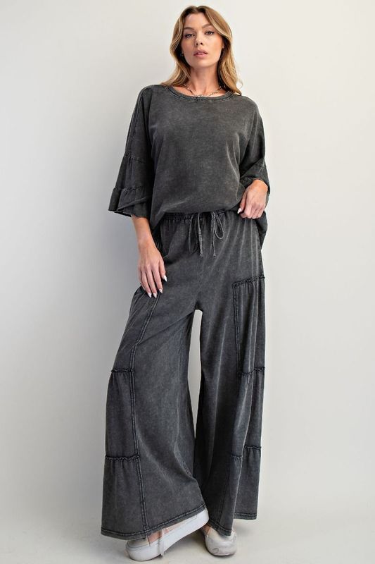 Mineral Wash Tiered Pants
