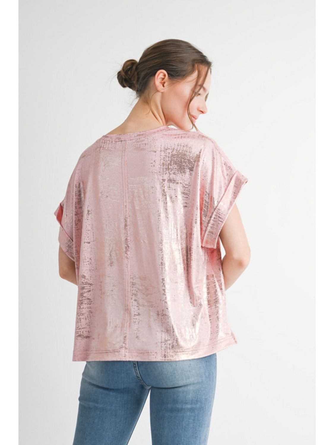 drop shoulder top with side slit