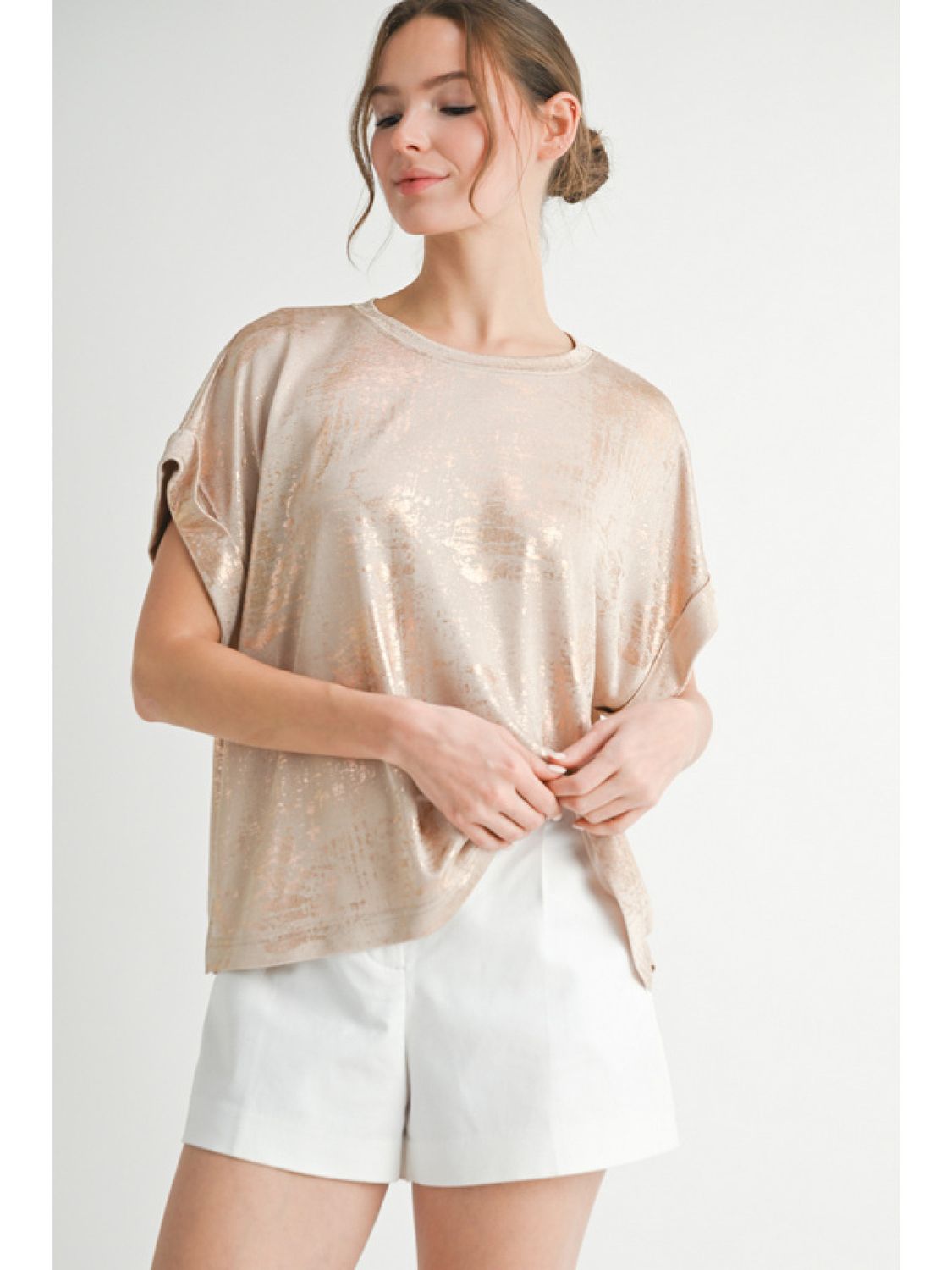 drop shoulder top with side slip