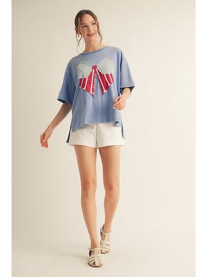 vintage bow shape flag patched top