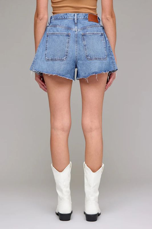 AVA medium wash side insert shorts