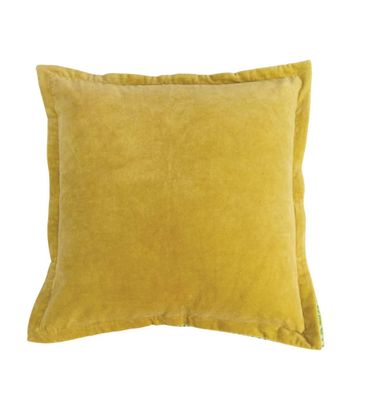 22&quot; Cotton Velvet Pillow with Palm Print Gusset