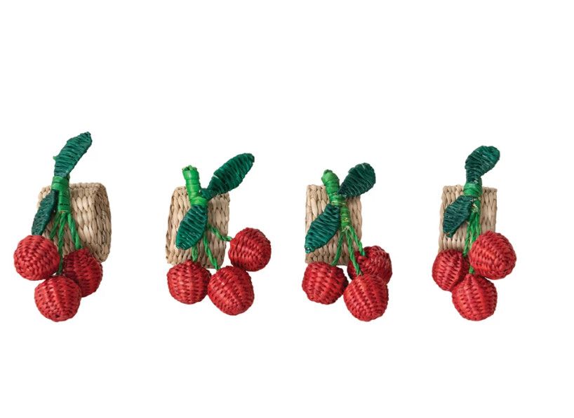 Woven Seagrass Cherry Napkin Rings