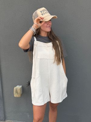 Textured Short Overall Pants