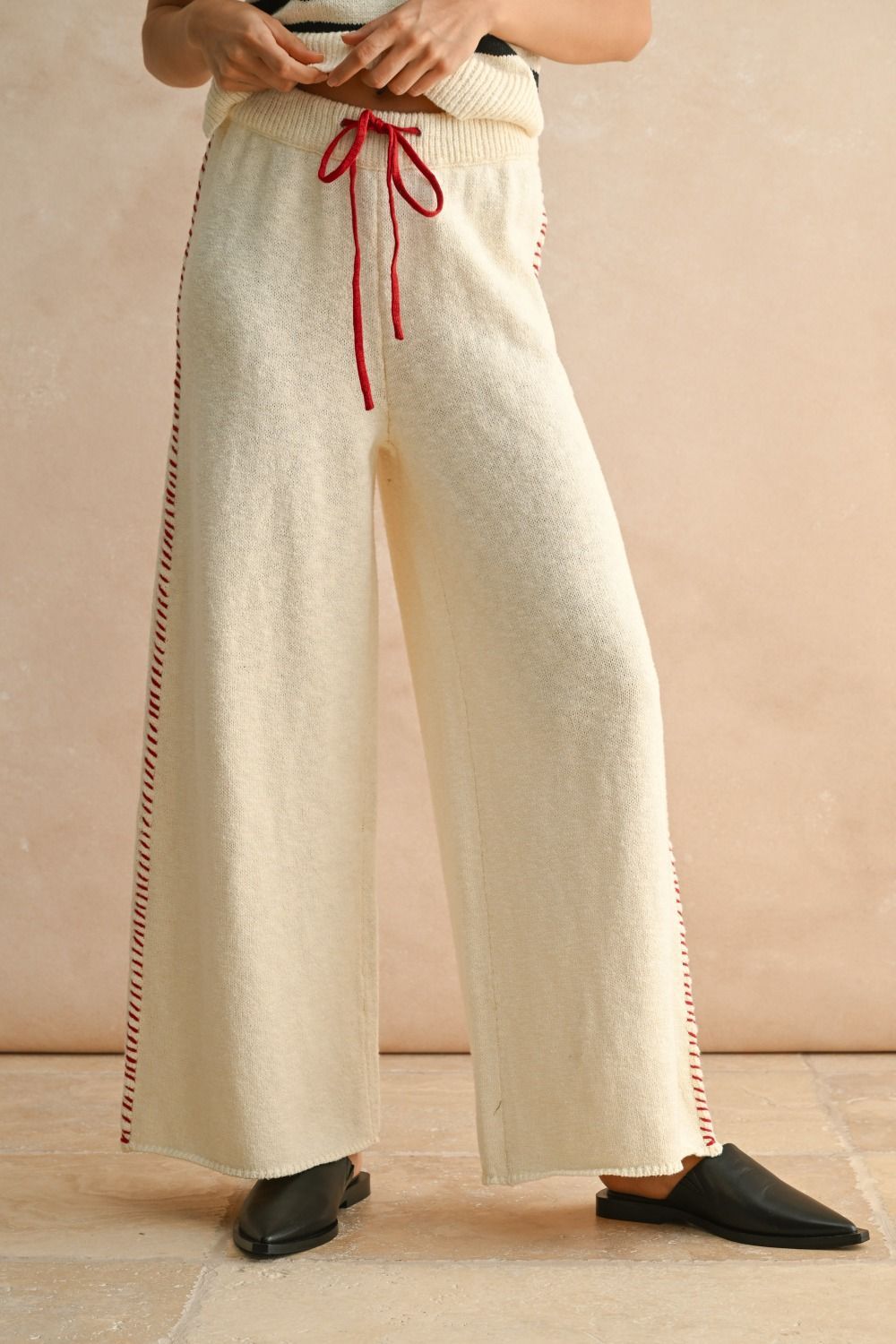 stitch detail knitted pants