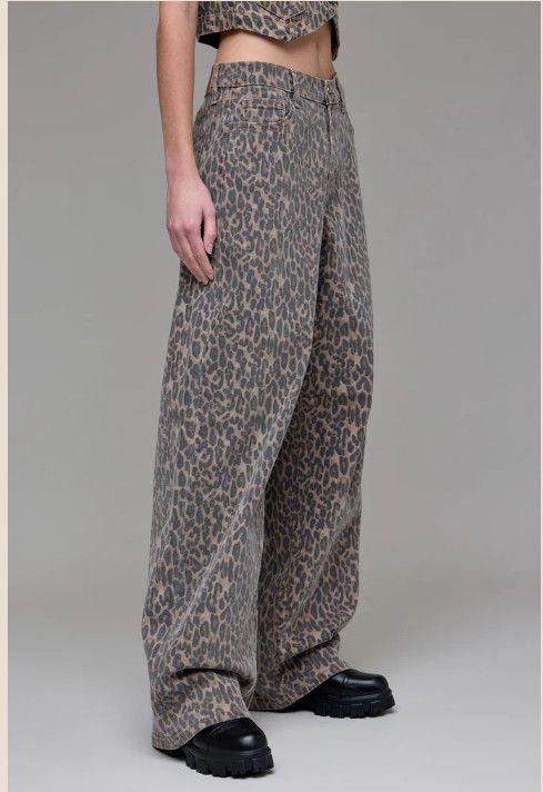 Cheetah Print Low Slung Baggy Jeans