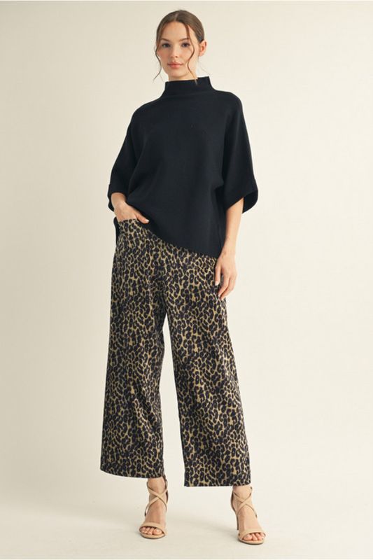 drop shoulder mock neck sweater top