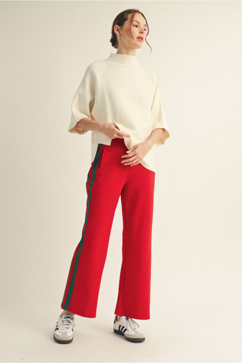 drop shoulder mock neck sweater top