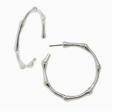 Silver Bamboo Hoop Earrings