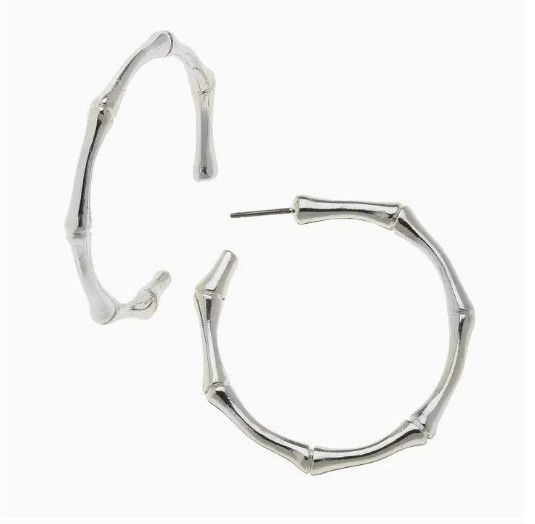 Silver Bamboo Hoop Earrings