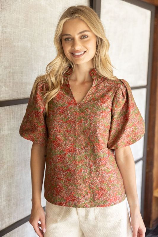 Abstract Jacquard Print Top