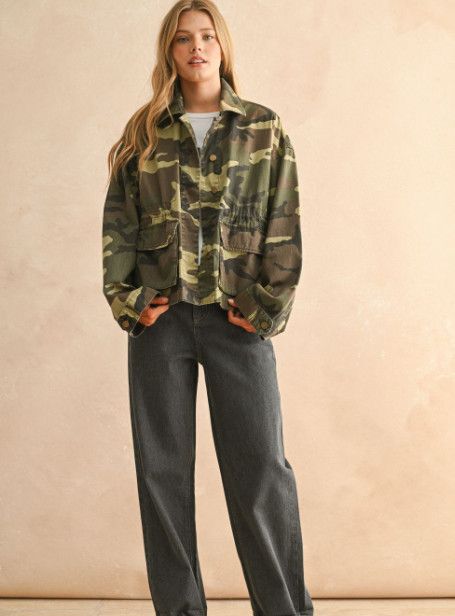 Camouflage printed jacket, Size: S, Color: camouflage