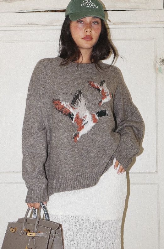 Flying Duck Knit Sweater, Size: XS, Color: mocha