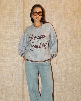 See you cowboy pullover sweater