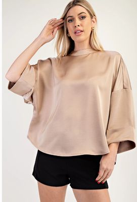 High Neck Wide Short Sleeve Top