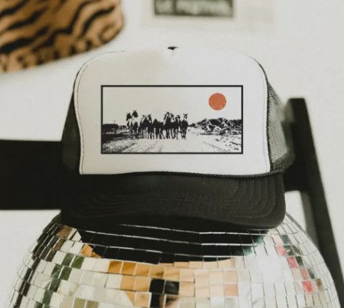 Black and White Horses Trucker Hat