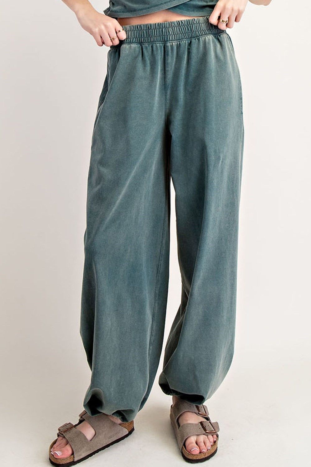 Solid Pocket Jogger Sweatpants, Color: teal, Size: S