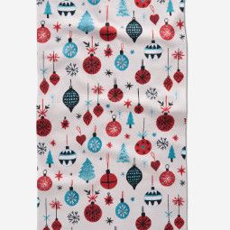 Embroidered Ornaments Tea Towel