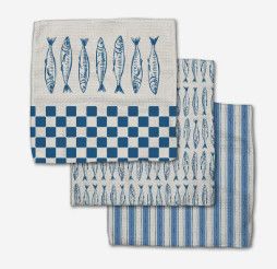 Sardine Check Blue Dishcloth Set