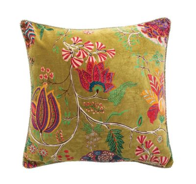 Square Cotton Blend Velvet Printed Pillow - 20&quot;