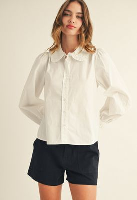 Ruffle cuffed long sleeves button down shirt