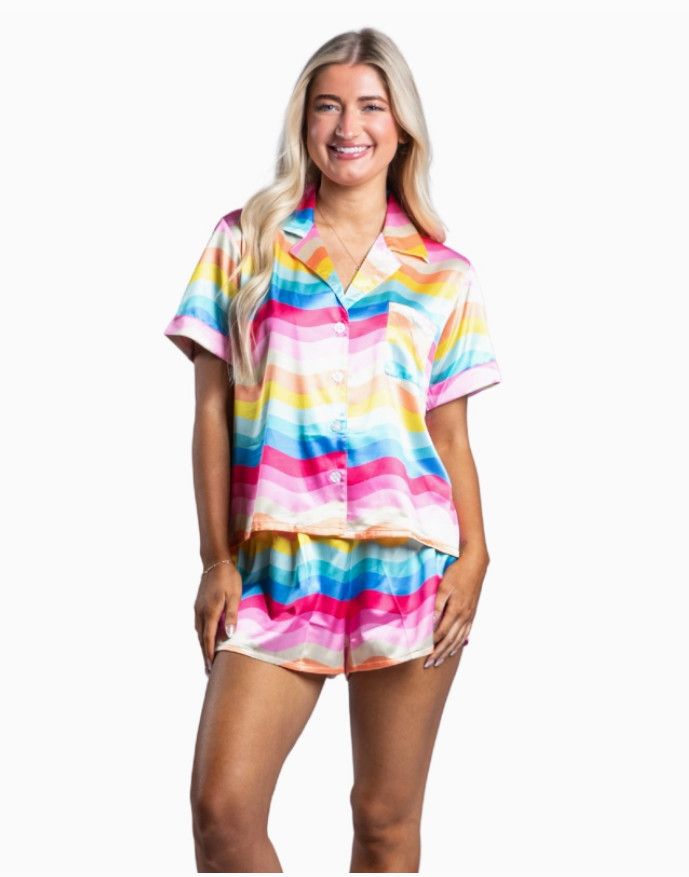 Girly Pop Satin Pajama Short Set