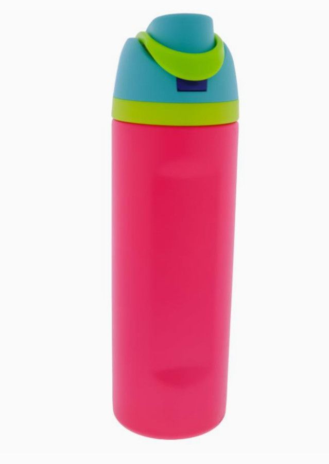 Pink 24 oz. Water Bottle with Blue Straw Cap