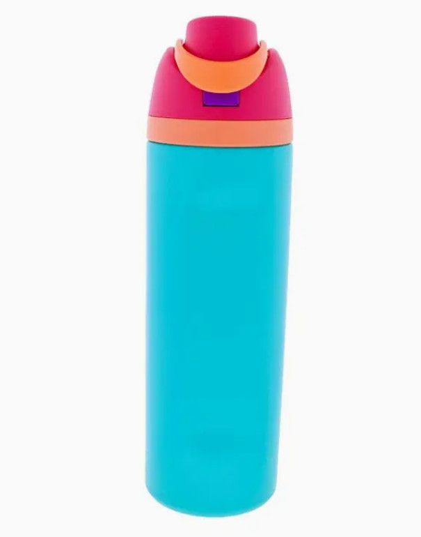 Blue 24 oz. Water Bottle with Pink Straw Cap