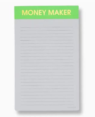 Money Maker - Lined Notepad - Neon Green