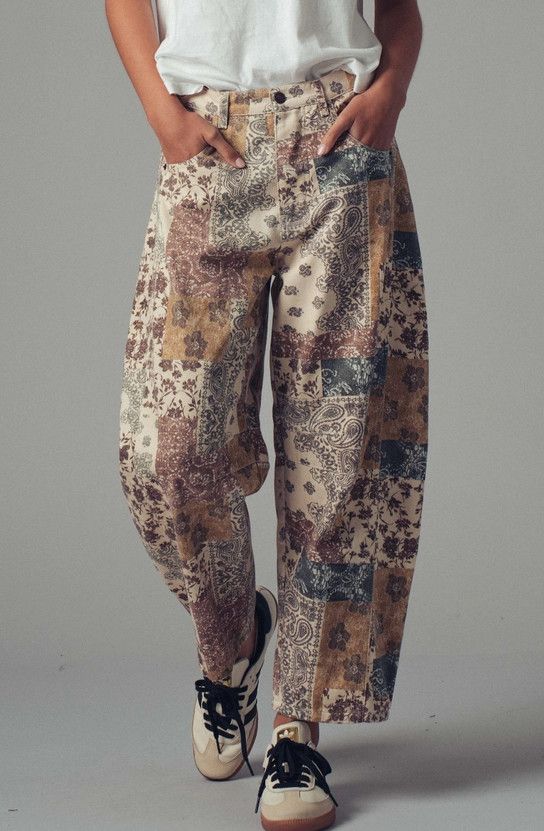 Boho Patchwork Wide Leg Pants