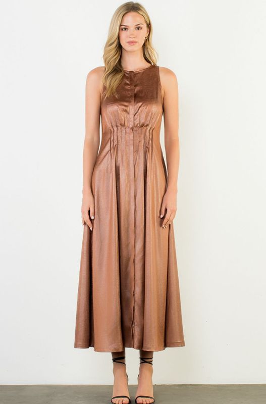 Pleated Sleeveless Maxi Dress Pleated Sleeveless Maxi Dress