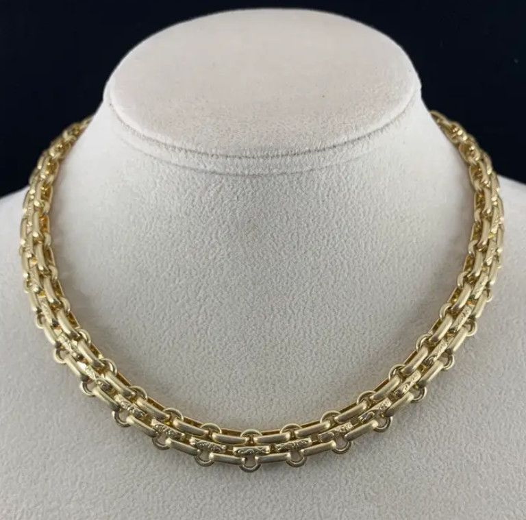 Don Warm Gold and Antique Silver Thick Chain Necklace