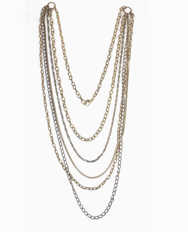 Layered Chain Necklace- Gold/Silver Layered Chain Necklace- Gold/Silver