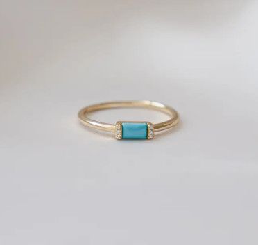 Turquoise Simple Baguette Ring- 7 Turquoise Simple Baguette Ring- 7