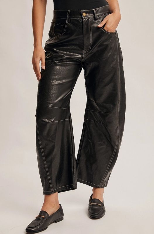 Faux Leather Wide Leg Pants