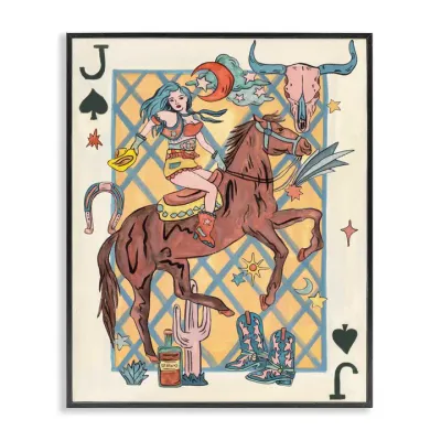 Western Cowgirl Playing Cards Framed Giclee - 11x14 Western Cowgirl Playing Cards Framed Giclee - 11x14