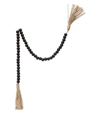 Wood Bead Garland w/ Jute Tassels 28"