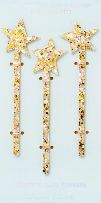 Pearl Confetti Cake Toppers- Stars