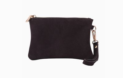 Genuine Suede Wristlet Pouch- Chocolate