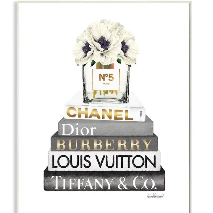 Blooming White Floral Bookstack Plaque - 18x18