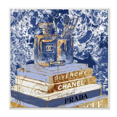 Blue Gold Fashion Book Pile Glam Designer - 12x12 Blue Gold Fashion Book Pile Glam Designer - 12x12