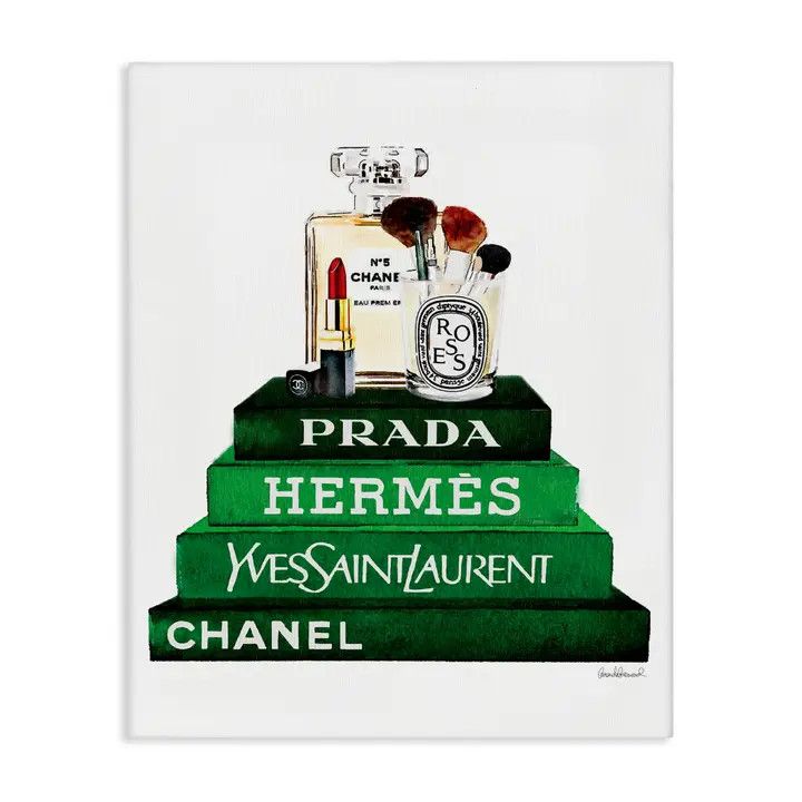 Makeup Bookstack Green Watercolor Canvas - 16x20