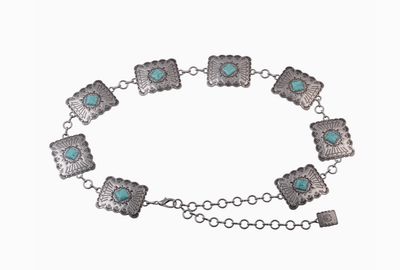 Turquoise Square Concho Chain Belt